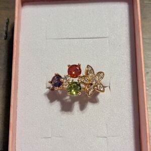 Pretty Bird Gold Floral Gemstone Ring